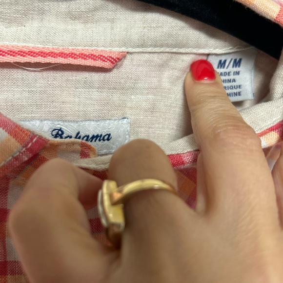 Tommy Bahama St. Croix Check Claret SS 100% Linen Button Up Shirt Size M - Picture 5 of 11